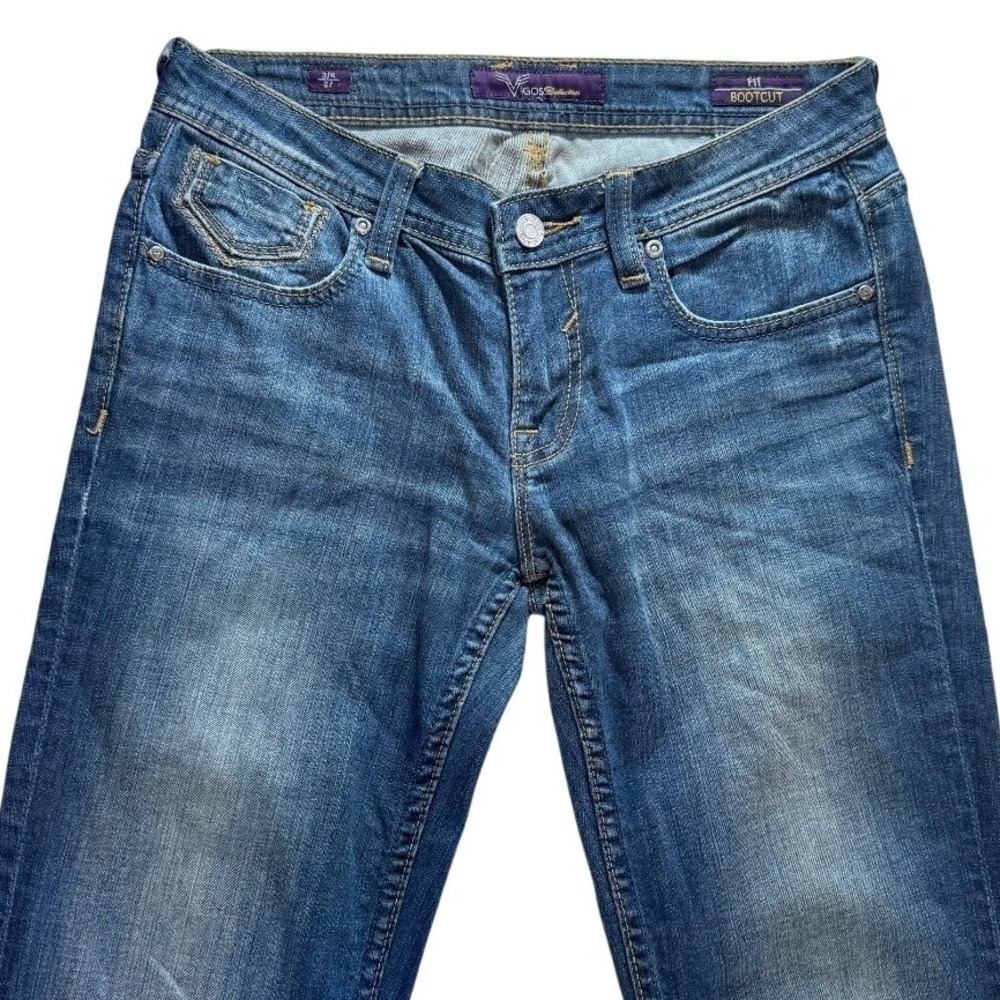 Vigoss Bootcut Jeans Dark Wash Denim V Pockets Women's Size 3/4 x 31 - Picture 2 of 8